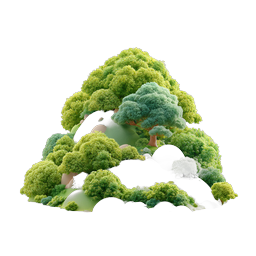 Lush Forest Hill 3D Nature Icon | Clay Style Illustration