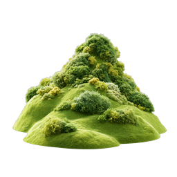 Lush Green Mountain Nature Icon - Realistic 3D Design