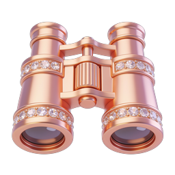 Luxury Rose Gold Crystal Binoculars Icon - Premium 3D