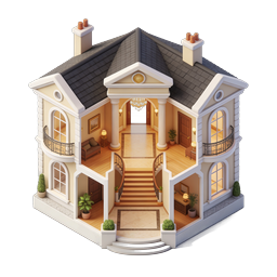 Icona di magione di lusso in sezione - Immobiliare premium 3D