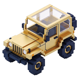 Ícone 3D Isométrico de SUV de Luxo - Veículo Off-Road Dourado e Azul Marinho