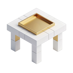 Biểu tượng bàn Isometric sang trọng với điểm nhấn mạ vàng
