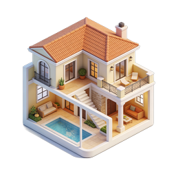 Luxury Villa House Isometric 3D Icon for Real Estate