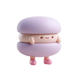 Cute Macaron Character Icon - Kawaii 3D Clay Style