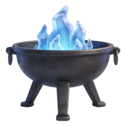 青い炎の魔法の釜 - ファンタジー 3D アイコン