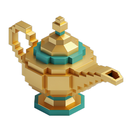Magic Oil Lamp Isometric 3D Icon - Golden Fantasy Design