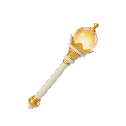 Golden Magic Scepter Icon | Royal Fantasy 3D Wand