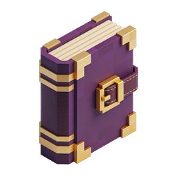Magic Spell Book Icon - 3D Fantasy Tome with Gold Trim