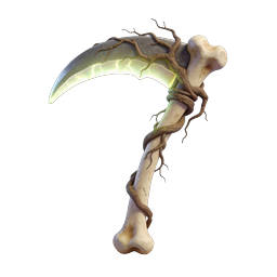 Magical Bone Scythe with Glowing Green Blade Icon