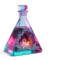 Magical Crystal Potion Bottle Icon | Fantasy 3D Render
