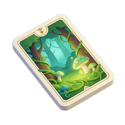 Magical Forest Fantasy Card Icon - Enchanted Woodland Trading Card
