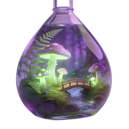 Magical Potion Bottle with Enchanted Forest Ecosystem