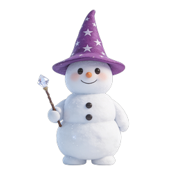 Magical Wizard Snowman 3D Icon - Cute Winter Character