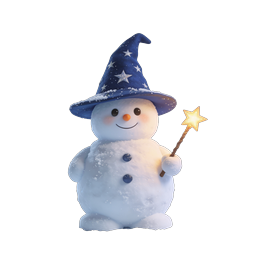 Magical Snowman Wizard Icon - 3D Winter Character