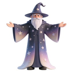 Magical Wizard Character 3D Icon - Fantasy Mascot