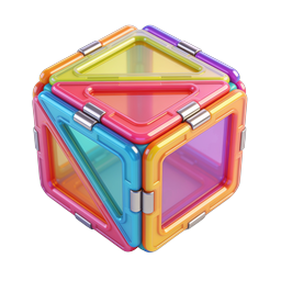 Colorful Magnetic Tile Cube Toy Icon - 3D Render