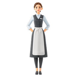 Professional Maid Character Icon - 3D Clay Style