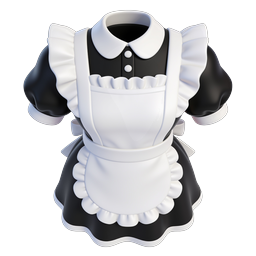 Icona outfit classica da cameriera - Vestito 3D bianco e nero