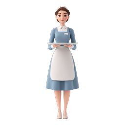 Maid with Serving Tray 3D Character Icon