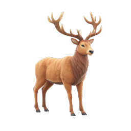 Majestic Stag Deer 3D Icon with Antlers