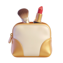 Stylisches Make-up-Taschen-Icon mit Lippenstift und Pinsel