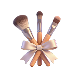 Elegant Makeup Brushes with Satin Bow Icon