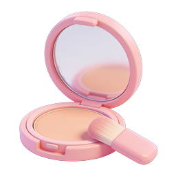 Pink Makeup Compact Powder Icon - 3D Beauty Illustration