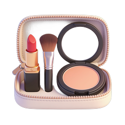 Realistic 3D Makeup Kit Icon with Lipstick and Brush