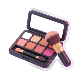 3D Makeup Palette Icon with Brush & Mirror