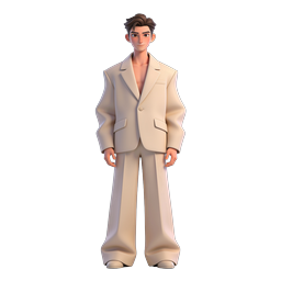 3D Male Character in Cream Suit - Professional Avatar Icon