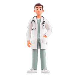 Friendly Male Doctor 3D Character Icon for Healthcare