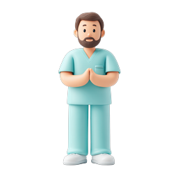 Icona personaggio medico uomo in stile argilla 3D