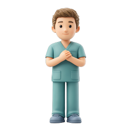 Friendly Male Nurse Character in Teal Scrubs - 3D Icon