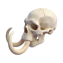 Realistic 3D Mammoth Skull with Tusks Icon