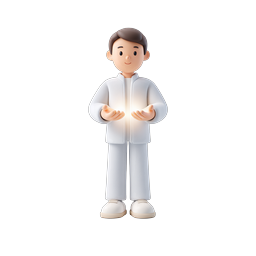 Biểu tượng 3D Người đàn ông cầm đèn - Minh họa nhân vật thân thiện