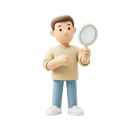 Man Holding Magnifying Glass 3D Clay Character Icon