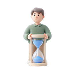 Man Holding Hourglass Icon - 3D Clay Style