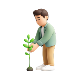 Man Planting Sapling - 3D Eco Illustration Icon