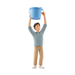 Man Pouring Water from Bucket 3D Clay Icon