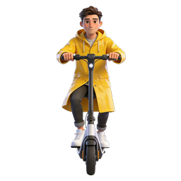 Man Riding Electric Scooter 3D Character Illustration