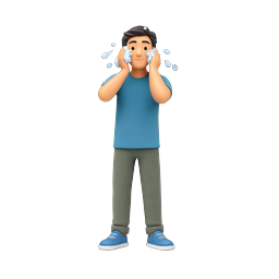 3D Man Washing Face Icon - Skincare & Hygiene Illustration