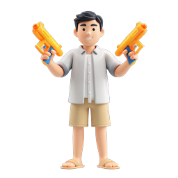 Man With Water Guns - Fun Summer 3D Character Icon