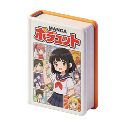 Manga-Buch-Icon - 3D-Illustration im Anime-Stil