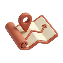 3D Map Location Pin Navigation Icon - Clay Style