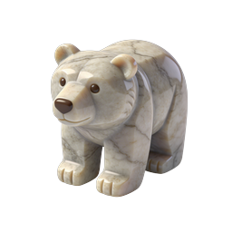 Ícone 3D de figura de urso de mármore – escultura de pedra realista