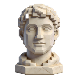 Marble Pixel Bust Icon - 3D Voxel Art Sculpture