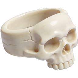 Realistic Marble Skull 3D Icon - Cream Bone Anatomy