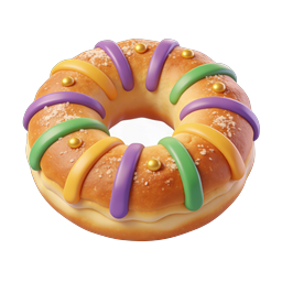Mardi Gras Donut Icon - 3D Festive Pastry Design