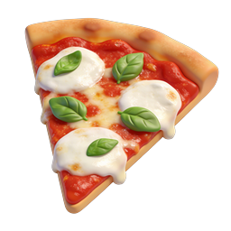 Margherita Pizza Slice Icon - 3D Italian Food Graphic