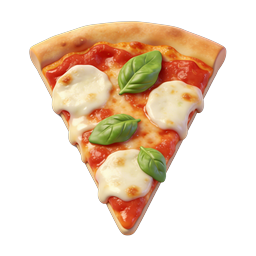 Margherita Pizza Slice 3D Icon - Italian Food Graphic